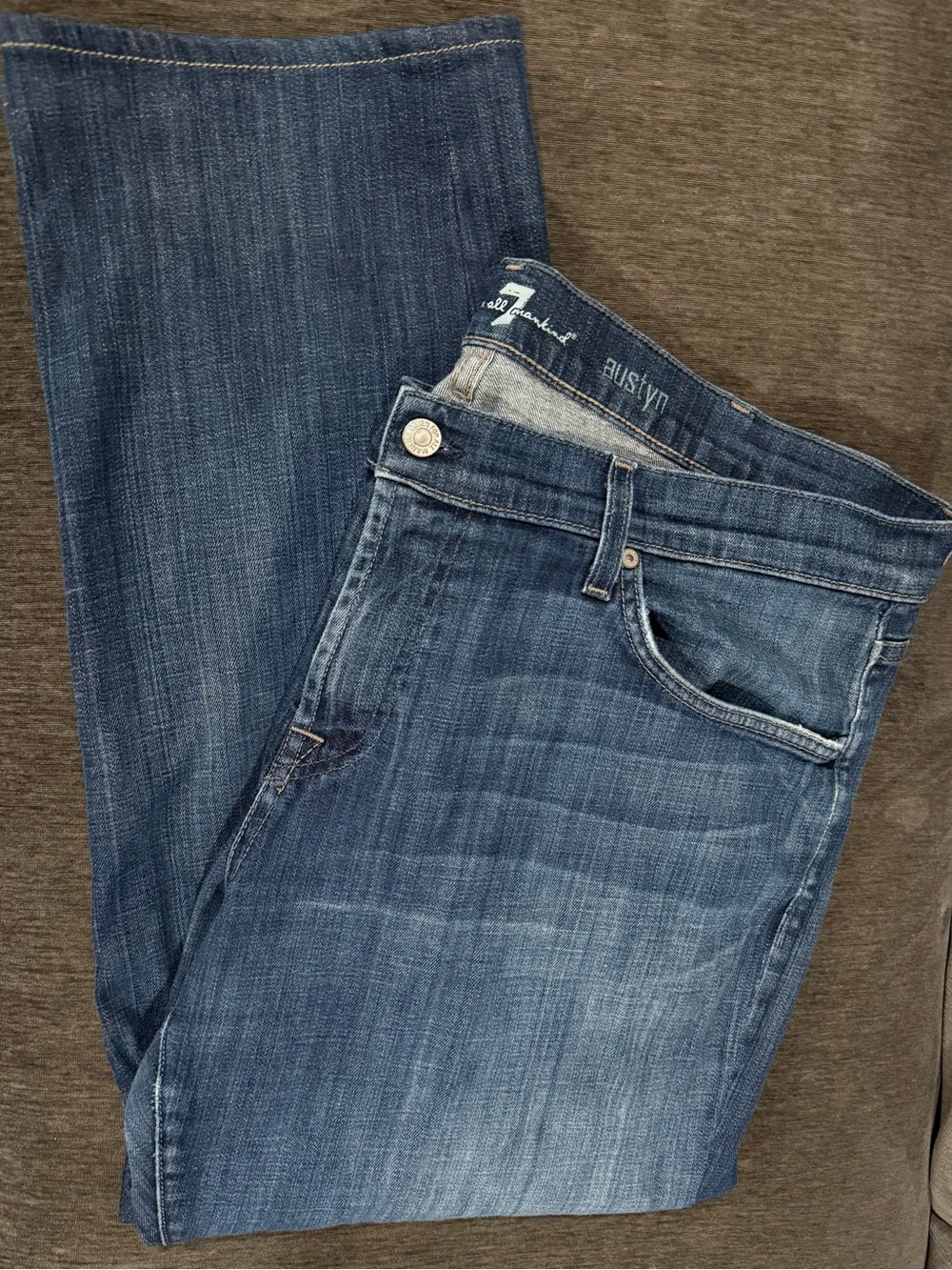 7 For All Mankind Austyn Men’s Straight Jeans - Medium Blue Wash
